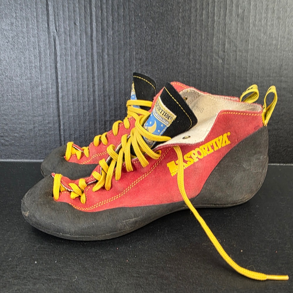 La Sportiva Vintage Kaukobi Red Yellow Rock Climbing Shoes EU 44